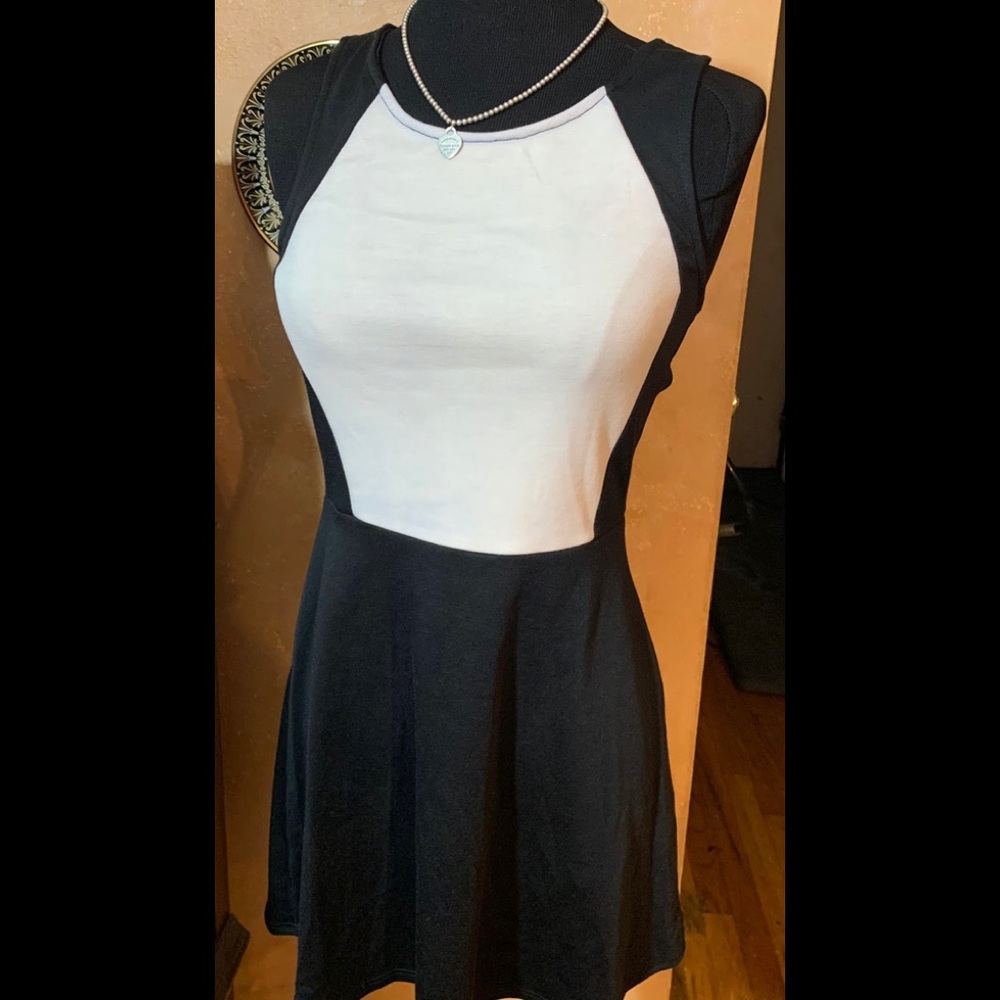 My beloved black and white‎ color block dress